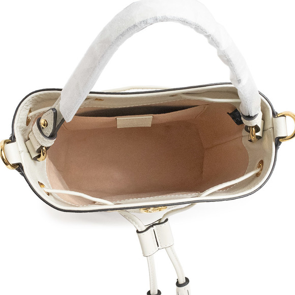 Ophidia Small Bucket Calfskin  2Way Shoulder Handbag Crossbody Off-White - Picture 3 of 6
